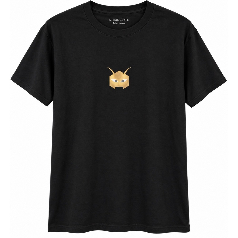 Strongsyte Graphic Tee Mens Medium Black Gold Mask Short Sleeve Shirt